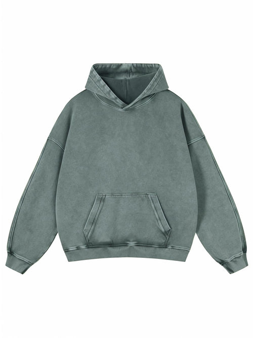Adenorah Mens Hoodies Pullover Womens Oversized Y2K Fall Acid Wash Plain Cotton Heavyweight Hoodie Vintage Aesthetic Hooded Sweatshirt Green Large